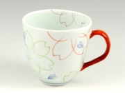 染付色絵桜(赤)　マグカップ
