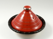 【安楽窯】赤釉プラチナライン　タジン鍋　6寸　(１人用)