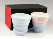 【有田焼 匠の蔵】 駒筋(青・赤)　ペア至高の焼酎グラス＜オリジナル＞