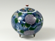 【村上玄輝 作品】紫陽花絵　丸型香炉（小）