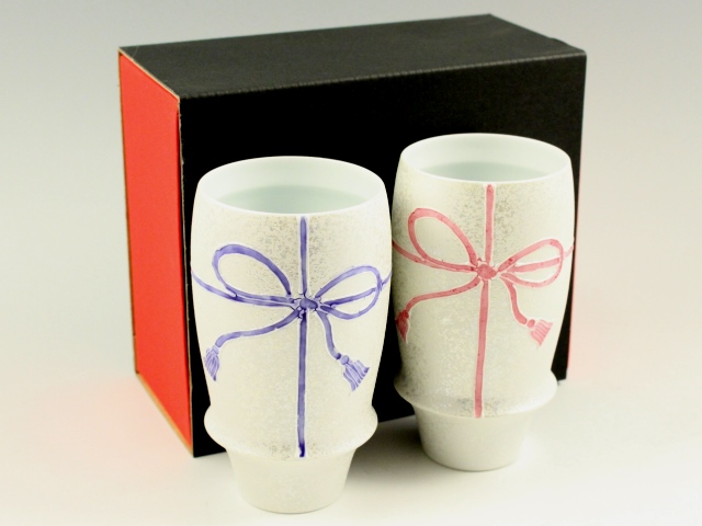 【有田焼 匠の蔵】 ラスター結紋(青・紫)　ペアプレミアムビアグラス＜オリジナル＞