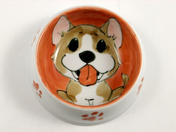 手描 柴犬絵 ペット用餌入