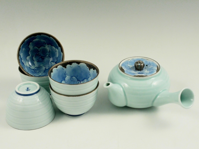 プラチナ牡丹　小千茶茶器(反小千茶5 急須１)