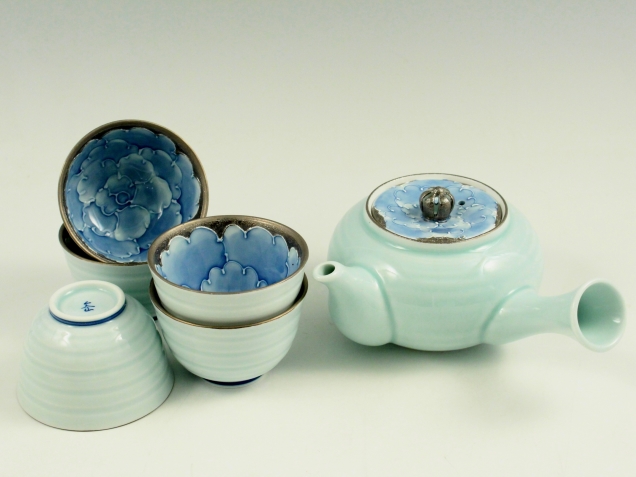 プラチナ牡丹　千茶茶器(千茶5 急須１)