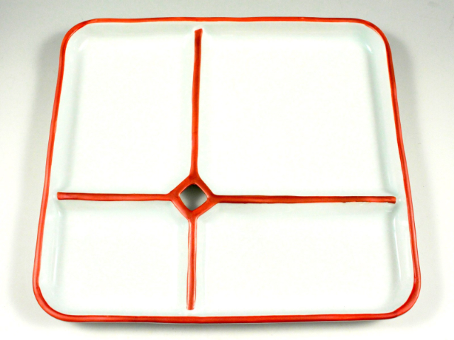 雲母赤ライン One Plate 1+3 with hole【オールインワン仕切りプレート】