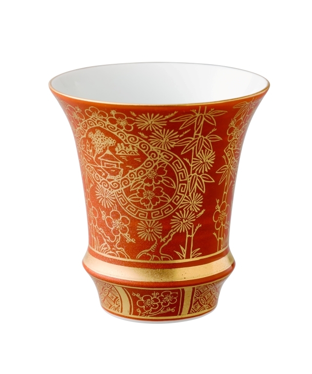 【有田焼 匠の蔵】金彩松竹梅（反）　SAKE GLASS