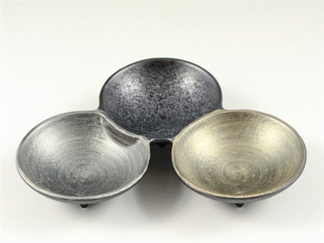 晶雲母金銀　三組小皿