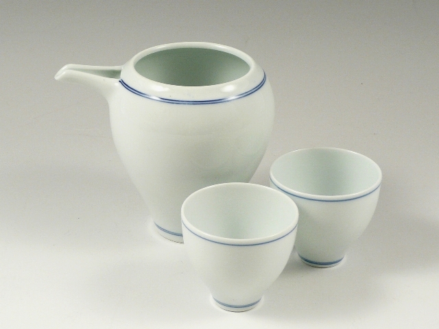 呉須線入　半酒器セット(徳利1 グイ呑2)