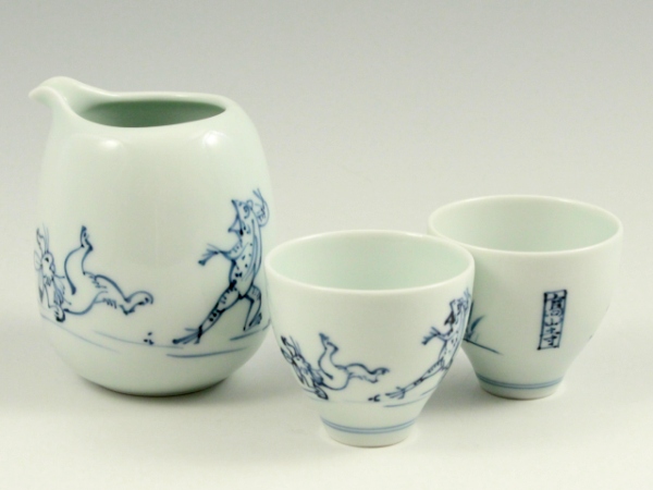 高山寺(鳥獣戯画)  半酒器セット(徳利1 グイ呑2)