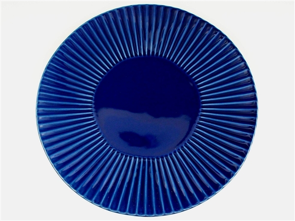 ルリ　しのぎ特大皿【9寸皿 26cmプレート】