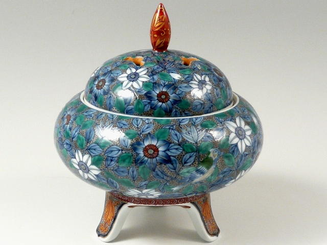 【村上玄輝 作品】灰濃鉄仙花鳥図　新香炉