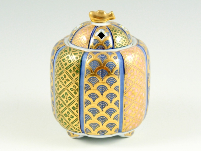 金彩青海波　香炉