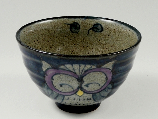 錦フクロウ　茶碗 大