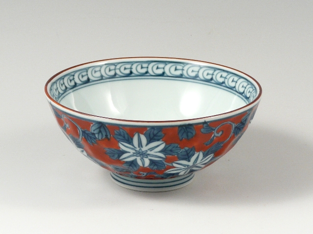 赤濃鉄仙花　茶碗 小