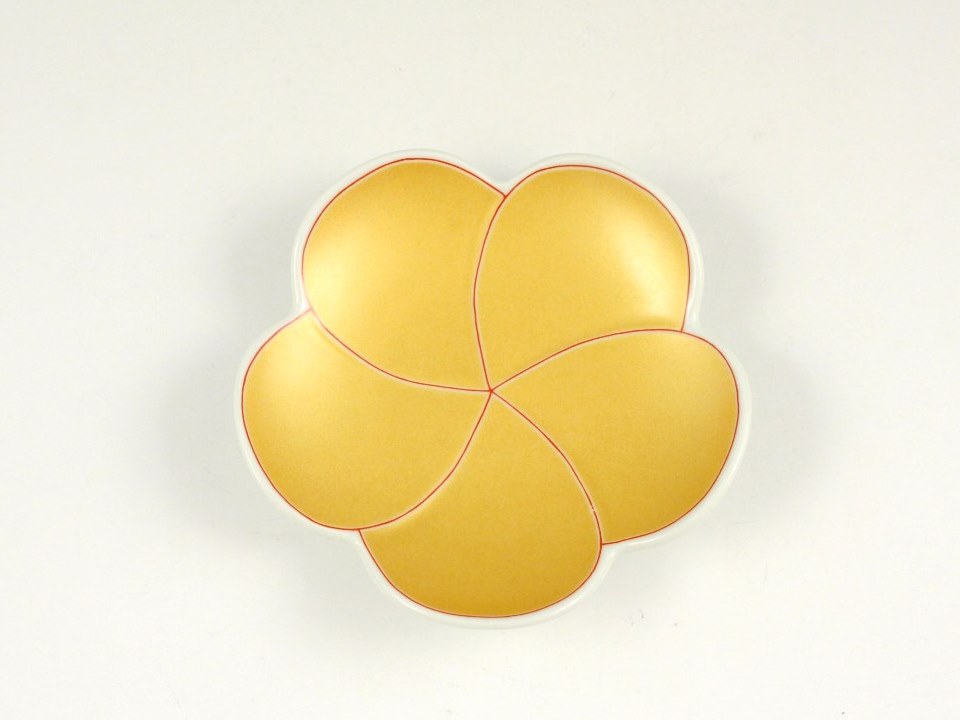 錦捻金梅型　小銘々皿