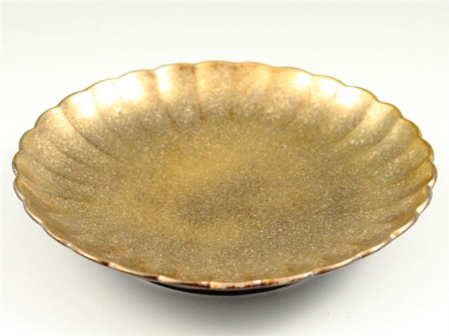 黒柚子金塗り　６寸皿