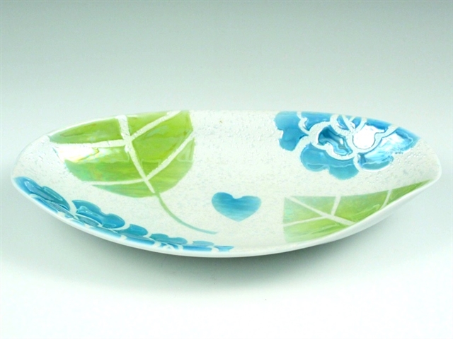 ラスターバラ(青)　なぶり小判皿