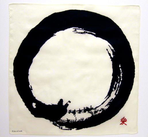 【数量限定入荷】円相ハンカチーフ（ 直江兼続「愛」）　Handkerchief with Samurai family emblem