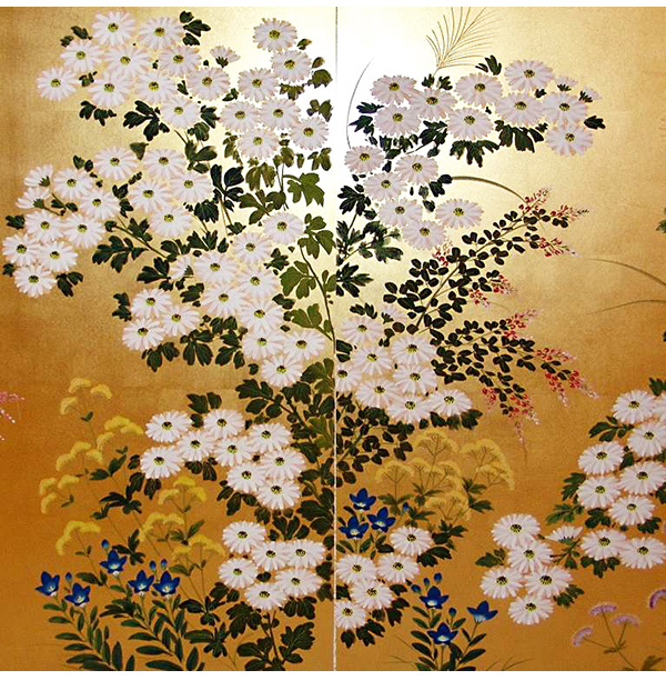 四つ折りの屏風 花の彫刻付き 四つ折りの屏風 花の彫刻付き 四つ折りの屏風 花の彫刻付き