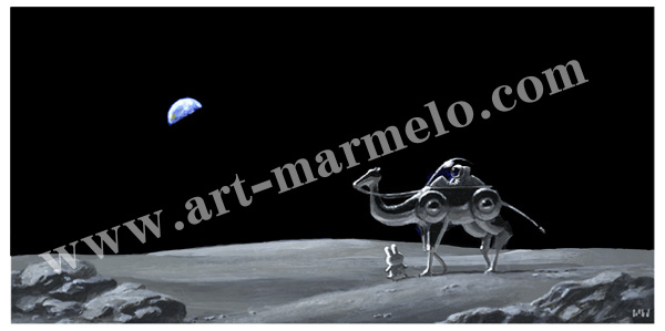 中村豪志の版画「旅の駱駝」