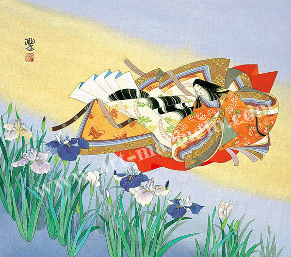 東聖観「玉鬘(たまかづら)」 源氏物語の色紙アートプリントの額装