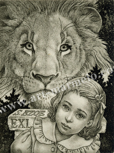 高田美苗の版画「ナルニア国ものがたり」