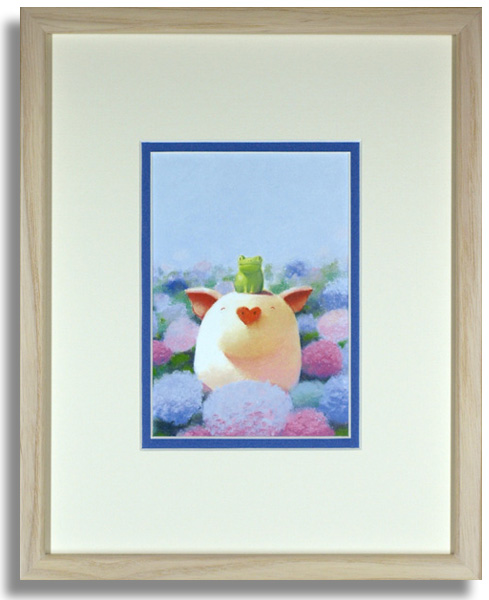 渡辺宏「雨の香りと珍しい友達」額装