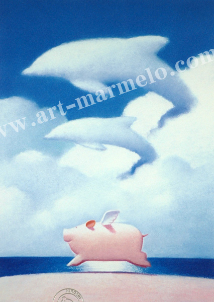 渡辺宏「雲を追いかけて」 エディションナンバー入り限定版画