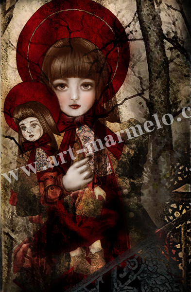 横田美晴の版画「doll×doll」