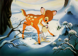 ディズニーの額入りポスター 「Bambi's Winter Trail」