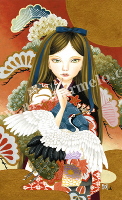 樋口裕子「松と鶴」 自筆サイン、エディションナンバー入り限定版画