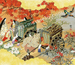 東聖観 源氏物語 色紙 5枚セット 高度箔押し印刷 日本画 源氏物語の色紙 東聖観 高度箔押し印刷 | 真言宗智山派 円泉寺 埼玉県