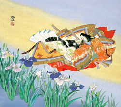 聖観源氏鑑 第一巻 東聖観「玉鬘(たまかづら)」 源氏物語の色紙アートプリントの額装