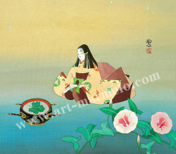 東聖観 源氏物語 色紙 5枚セット 高度箔押し印刷 日本画 源氏物語の色紙 東聖観 高度箔押し印刷 | 真言宗智山派 円泉寺 埼玉県