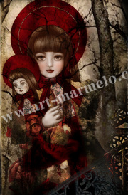 横田美晴の版画「doll×doll」
