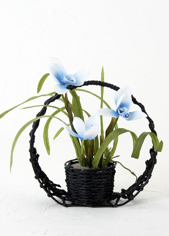 【造花・和風・ジャパニーズモダン】春蘭の和籠アレンジメント