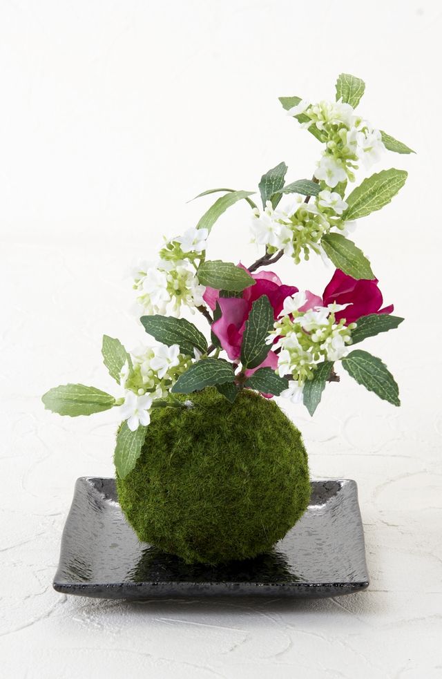 【造花 観葉植物 インテリアグリーンアレンジメント】こけ玉 ジャパーニーズモダンＨ