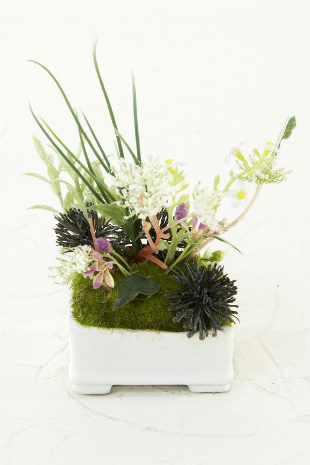 【造花 アーティフィシャルフラワー インテリアグリーン】ミニ苔盆栽A