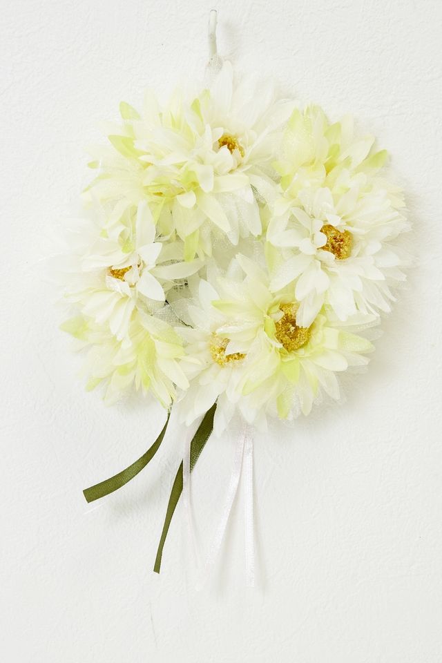 【造花 アーティフィシャルフラワー・リース】パステルガーベラリース（ホワイトグリーン）