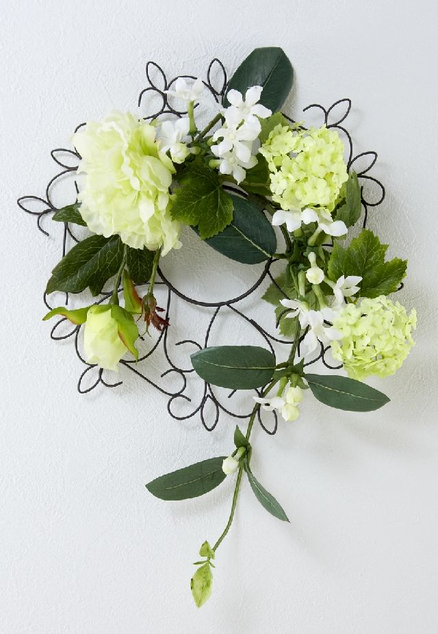 【造花 アーティフィシャルフラワー・オリジナルワイヤーベースリース】ステイシー