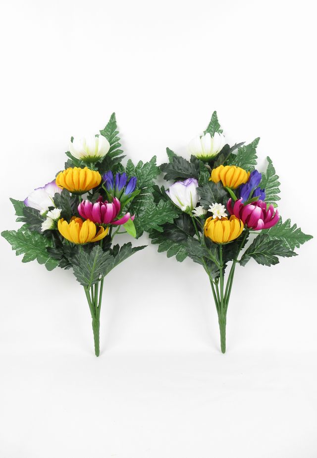 【お墓・仏壇用造花】エコ供花２本セットA−1対タイプ（鉄心不使用仏花/ブッシュタイプ）