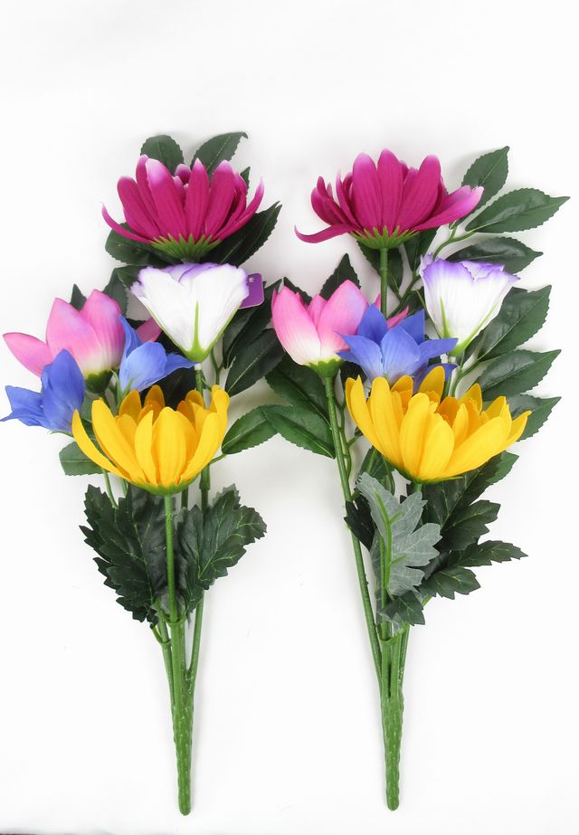 【お墓・仏壇用造花】エコ供花２本セットB−1対タイプ（鉄心不使用仏花/ブッシュタイプ）