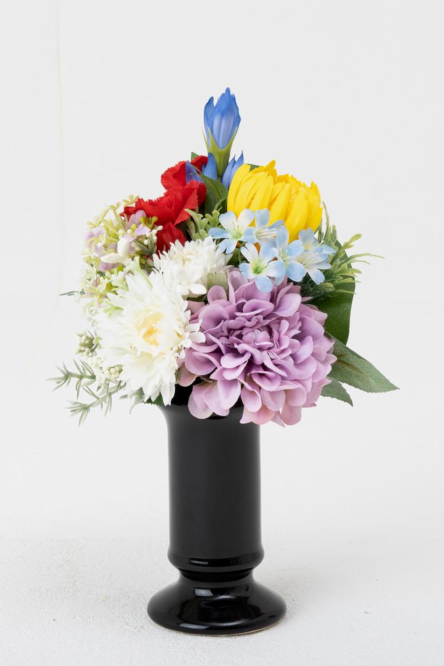 【アーティフィシャルフラワー・造花 お仏壇向けリトル仏花・ミニ供花】リンドウやダリアのミックス供花−1束タイプ