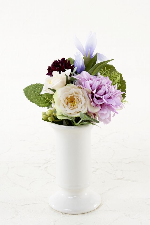 【アーティフィシャルフラワー・造花 お仏壇向けリトル仏花・供花】ダリア＆ローズのミニ仏花−1束タイプ