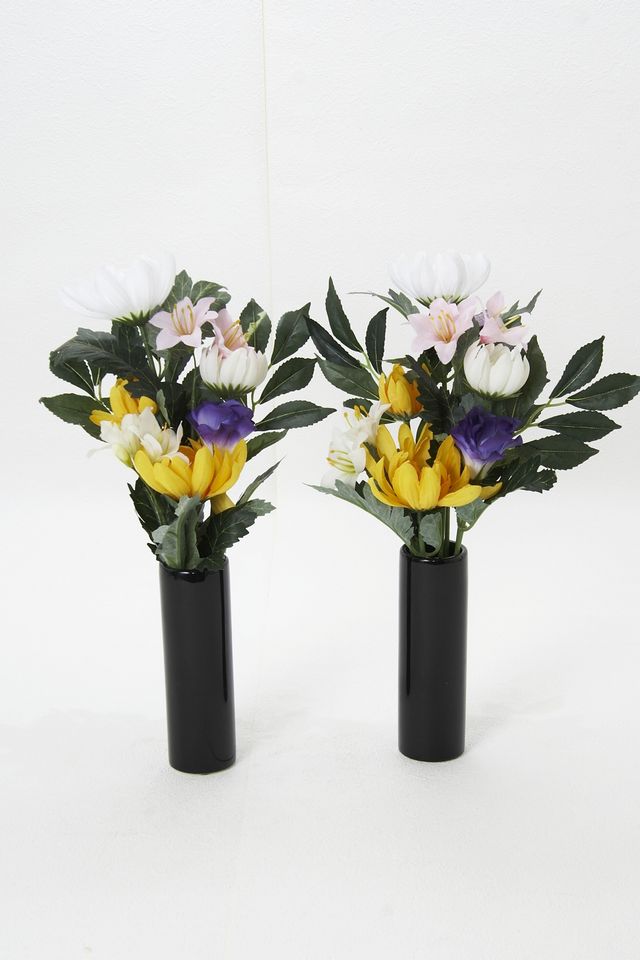 【お墓・仏壇用造花】Newエコ供花２束セットC−1対タイプ（鉄心不使用仏花/ブッシュタイプ）