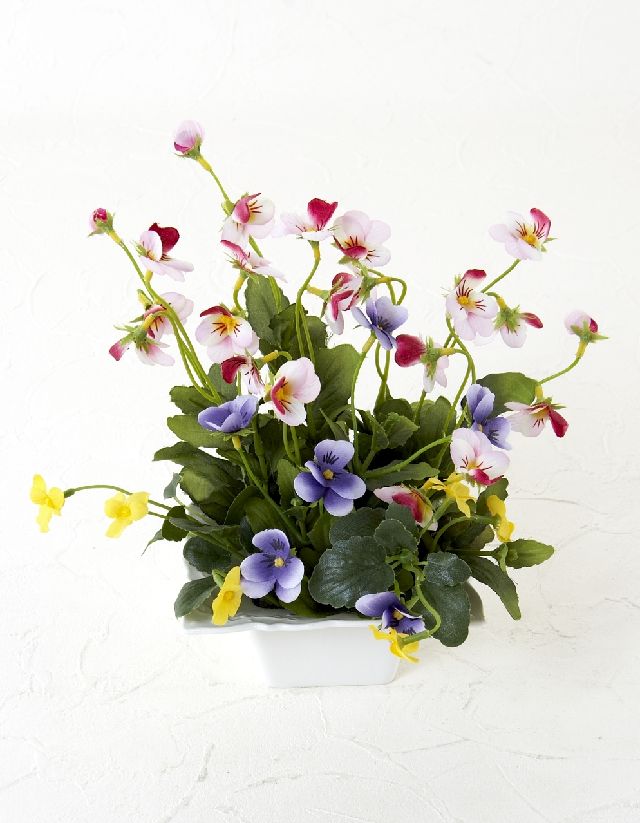 【造花・ナチュラルグリーン・ビオラ・パンジー・スミレ】wild grass arrangement -F