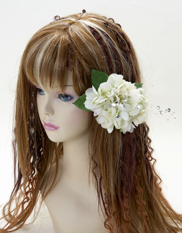 【特価SALE　髪飾り・ヘアアクセサリー】紫陽花−ライトグリーン・バレッタ