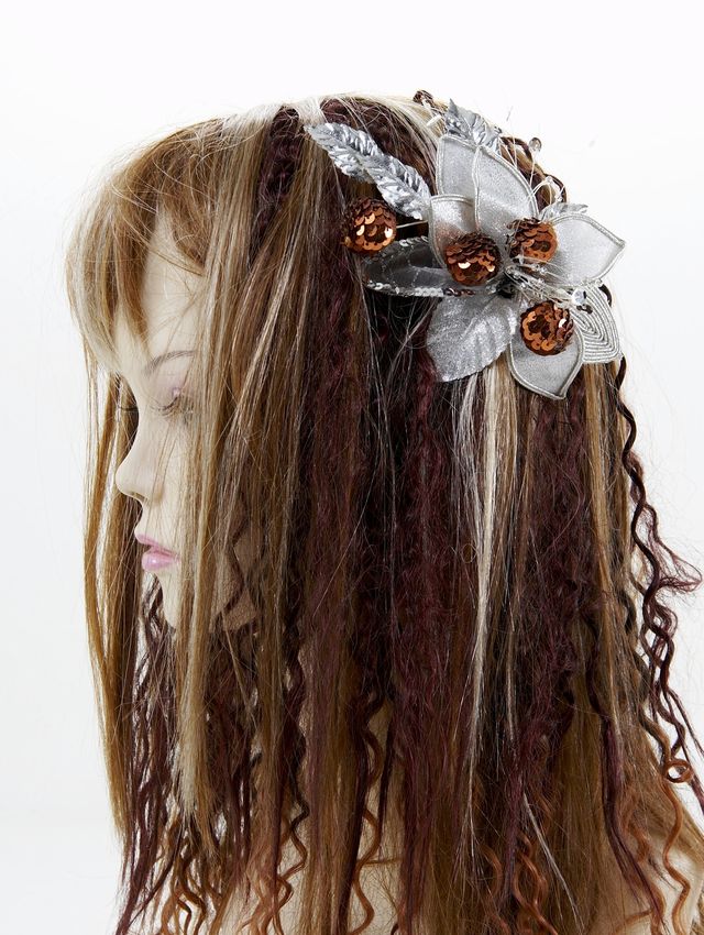 【特価SALE　髪飾り・ヘアアクセサリー】和洋両用−シルバーブラウン・コーム