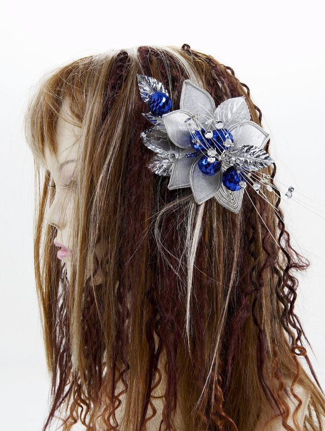 【特価SALE　髪飾り・ヘアアクセサリー】和洋両用−シルバーブルー・コーム