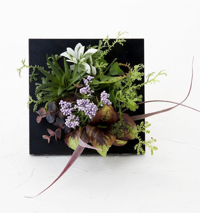 【スクエアフレーム　造花インテリアグリーン】璃寛茶-Ｍサイズ